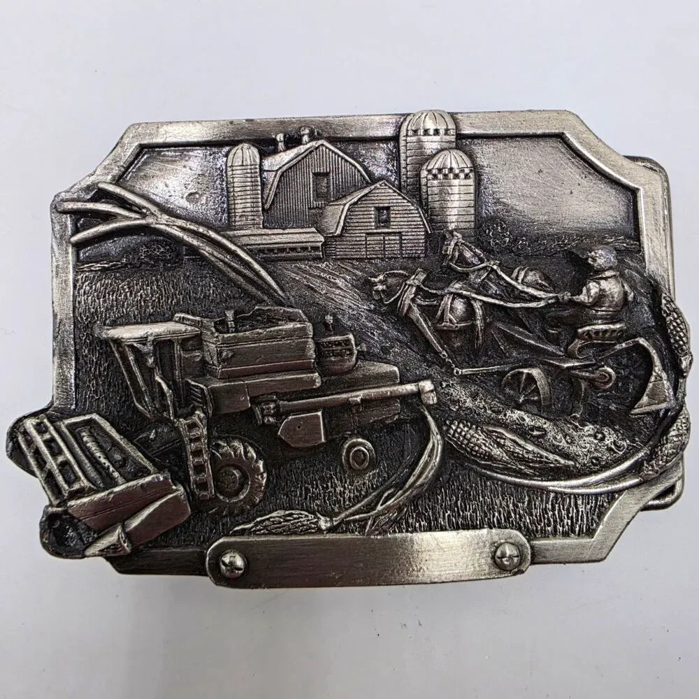 Vintage 1983 Siskiyou O-27 Farm Belt Buckle Combine Tractor Barn Engravable